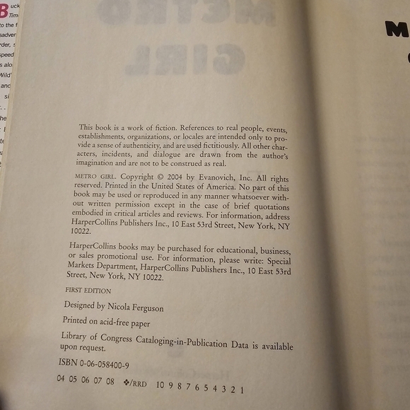 Metro Girl (Alex Barnaby Series #1) By Janet Evanovich, Signed First Edition - Picture 9 of 10